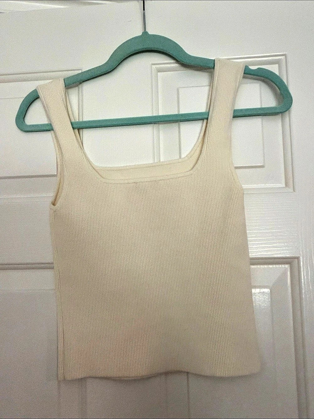 Reformation Julia Ribbed Square Neck Tank Cream Small